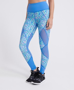 Superdry Active Mesh Panel Leggings Női Sportruházat Kék | GQRVH2301